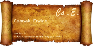 Csanak Endre névjegykártya